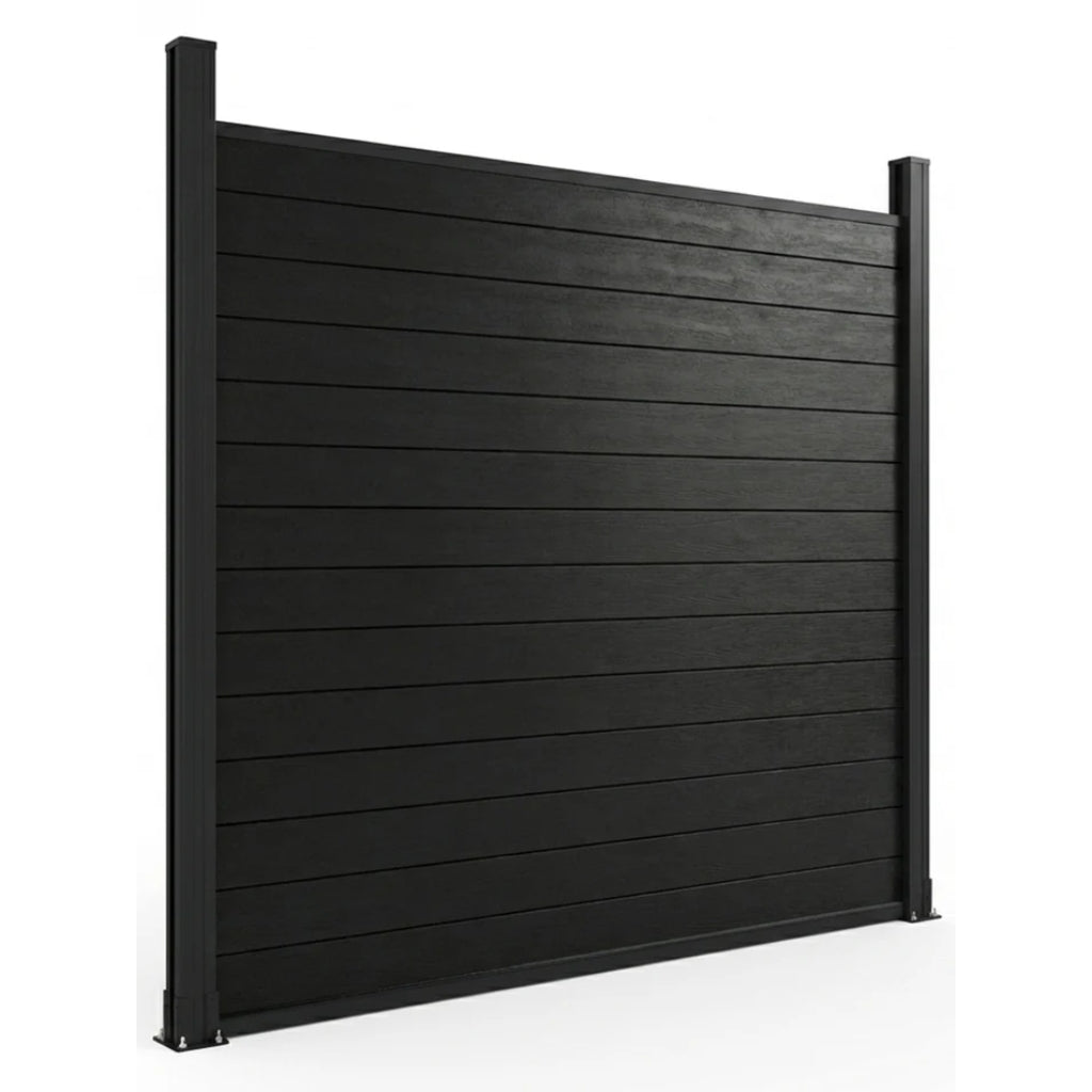 black aluminum privacy fence panel 6x6 ft solid outdoor design
