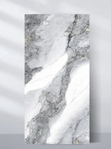 4 x 8 ft Frosted Sky marble PVC wall panel with sweeping white, gray, and charcoal veining