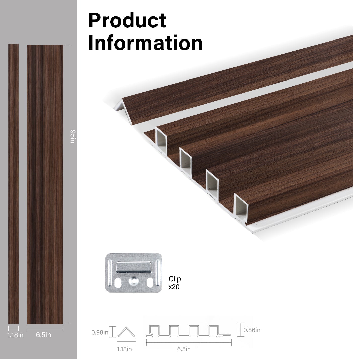 Dark Walnut WPC Fluted 3D Wall Panels Specifications. Accel Distribution Inc