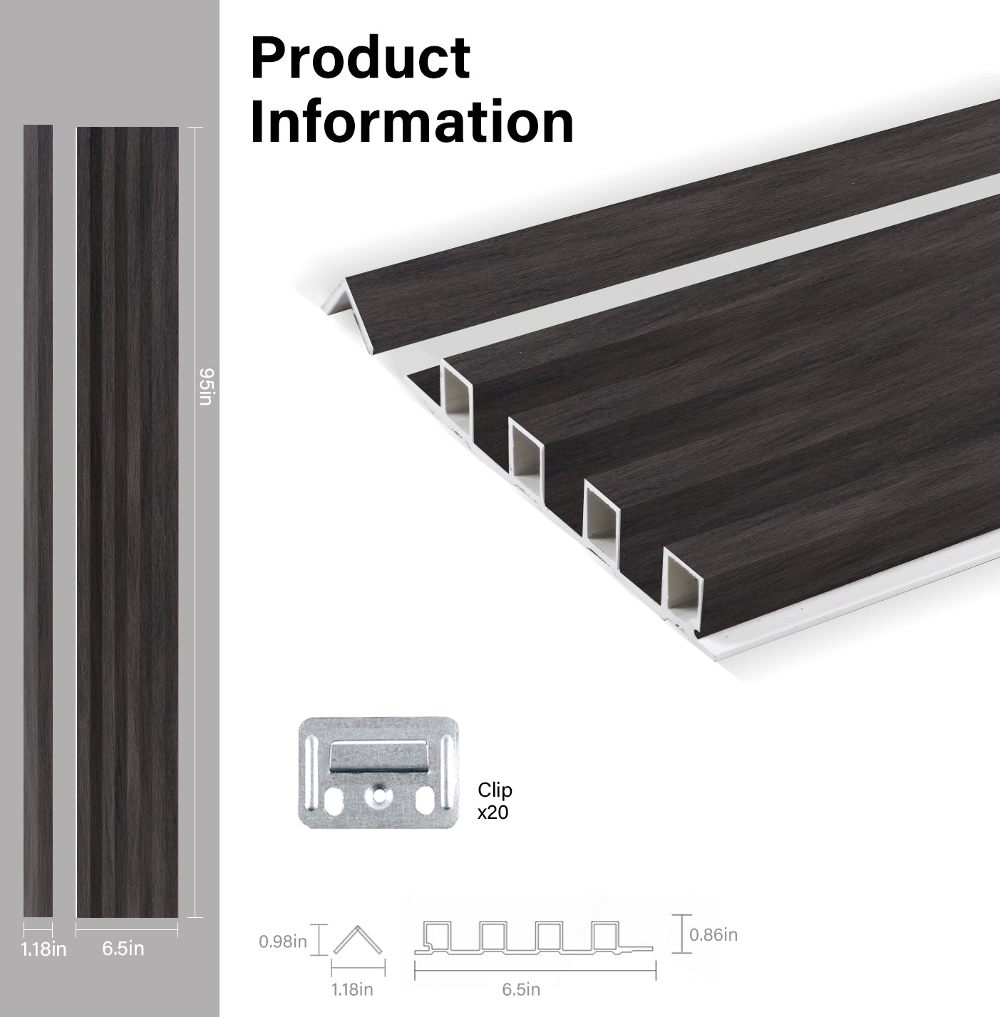 Dark Smoky Oak WPC Fluted 3D Wall Panels Specifications. Accel Distribution Inc