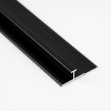 Close-up of black aluminum alloy seamless connection H trim with exposed H-shaped end