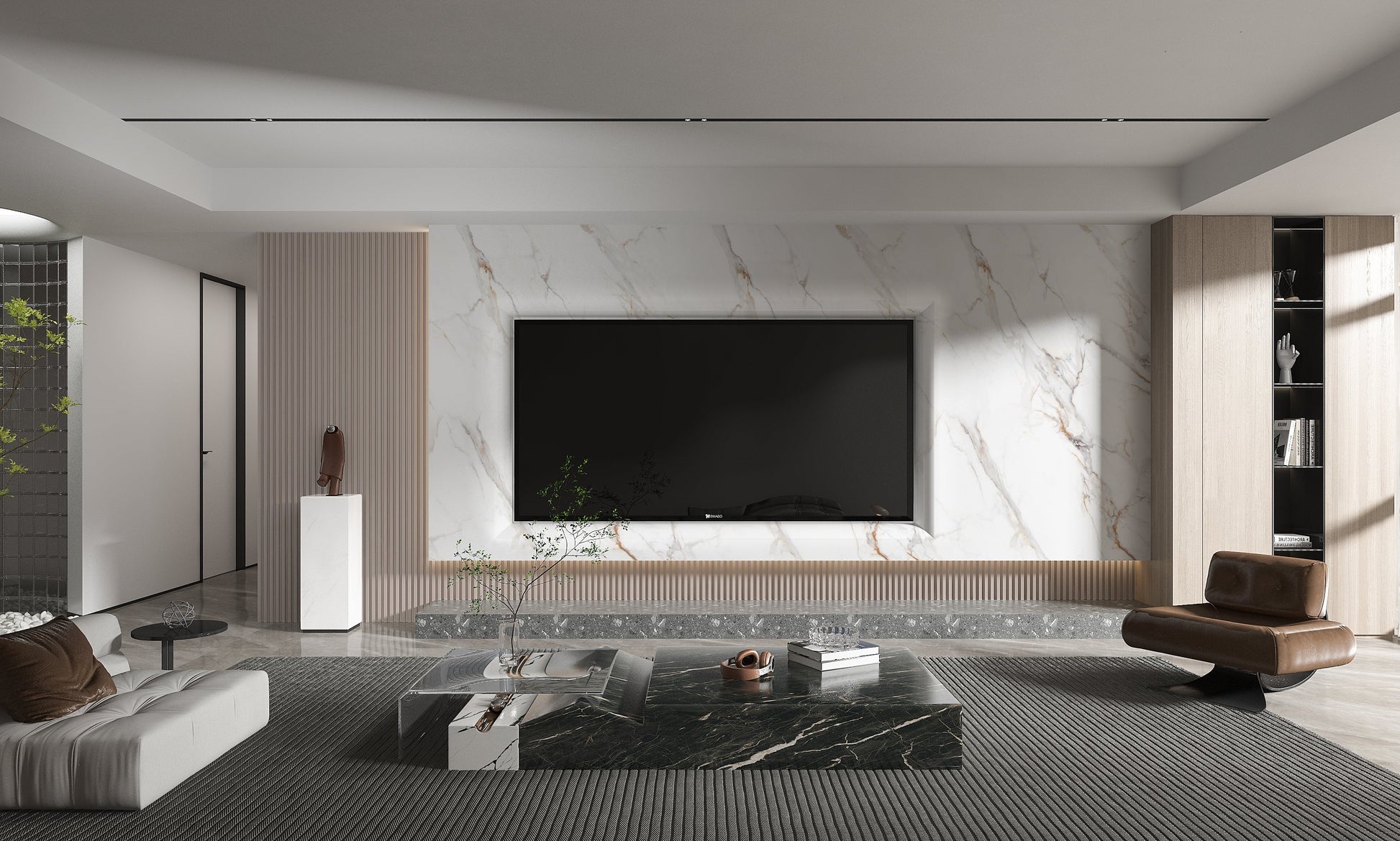 PVC 3D Marble Sheet Whitewave Azure. Accel Distribution Inc. Living Room  With PVC Marble Sheets Design