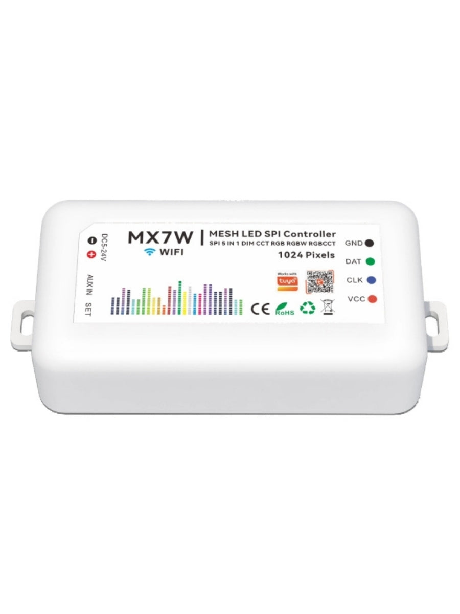 White MX7W Wi-Fi mesh LED controller for the RGB LED strip lights kit