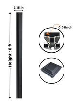 Black 8 ft in-ground gate post with 3.15-inch width, 0.09-inch wall profile, and square cap