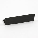 Black L-shaped corner trim for wall panel edge finishing