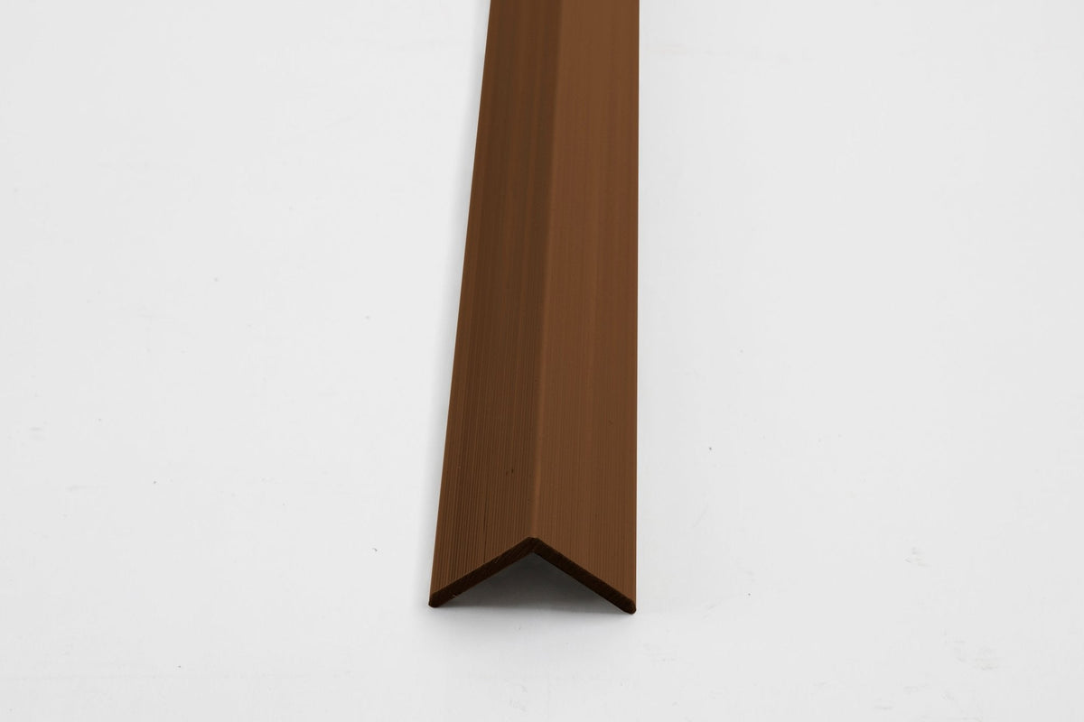 Brown aluminum corner trim profile for wall panel edge finishing