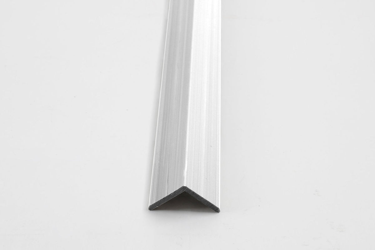 Silver aluminum corner trim profile for wall panel edge finishing