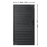Aluminum privacy fence gate dimension diagram showing 3.94-foot width and 5.87-foot height