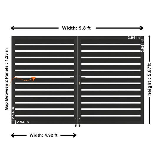 Aluminum Premium Fence Double Gate (10ftx 6ft) – Modern, Heavy Duty, Semi Privacy