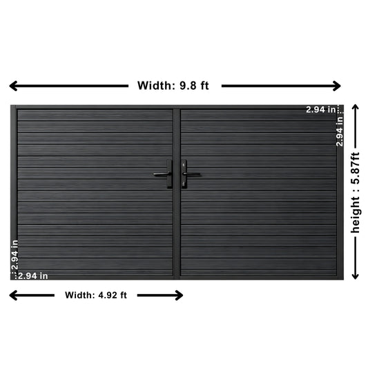 Aluminum Premium Fence Double Gate (10ft x 6ft) – Modern, Heavy Duty, Full Privacy