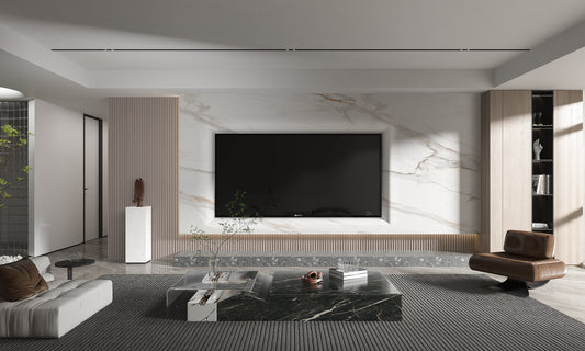 Amber Vein Luxury Marble Veneer Wall Panels-TV Launch Design-Accel Inc.