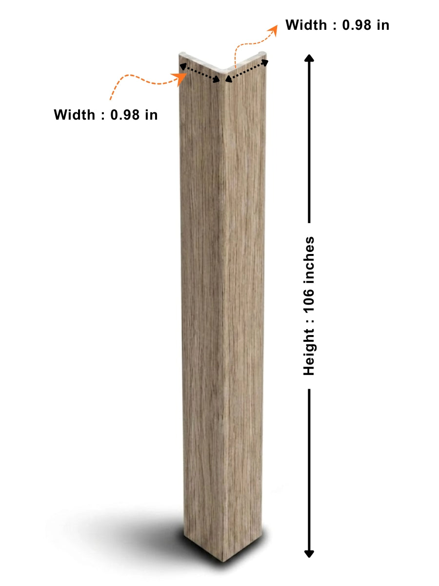 Ash wood-grain corner trim measuring 106 inches high with 0.98-inch sides