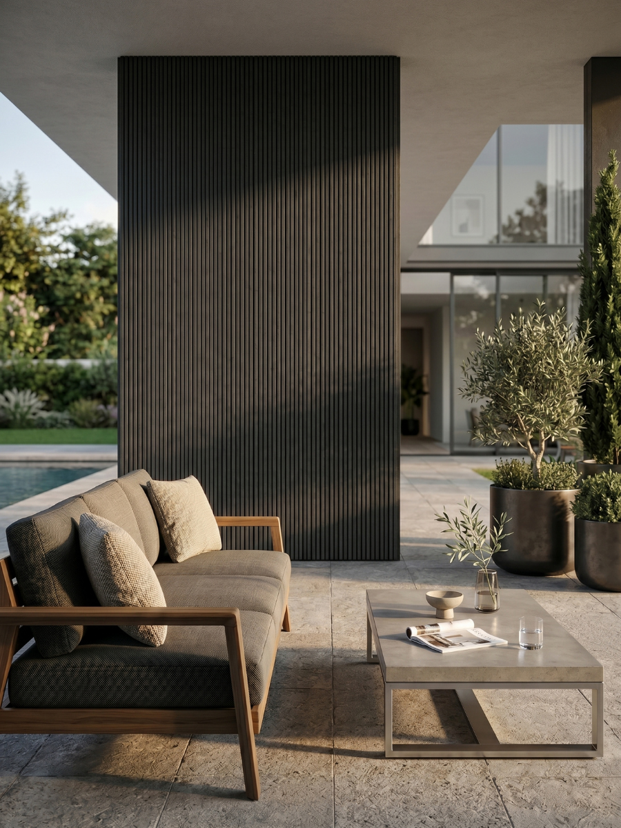 Weather resistant black composite exterior siding panels