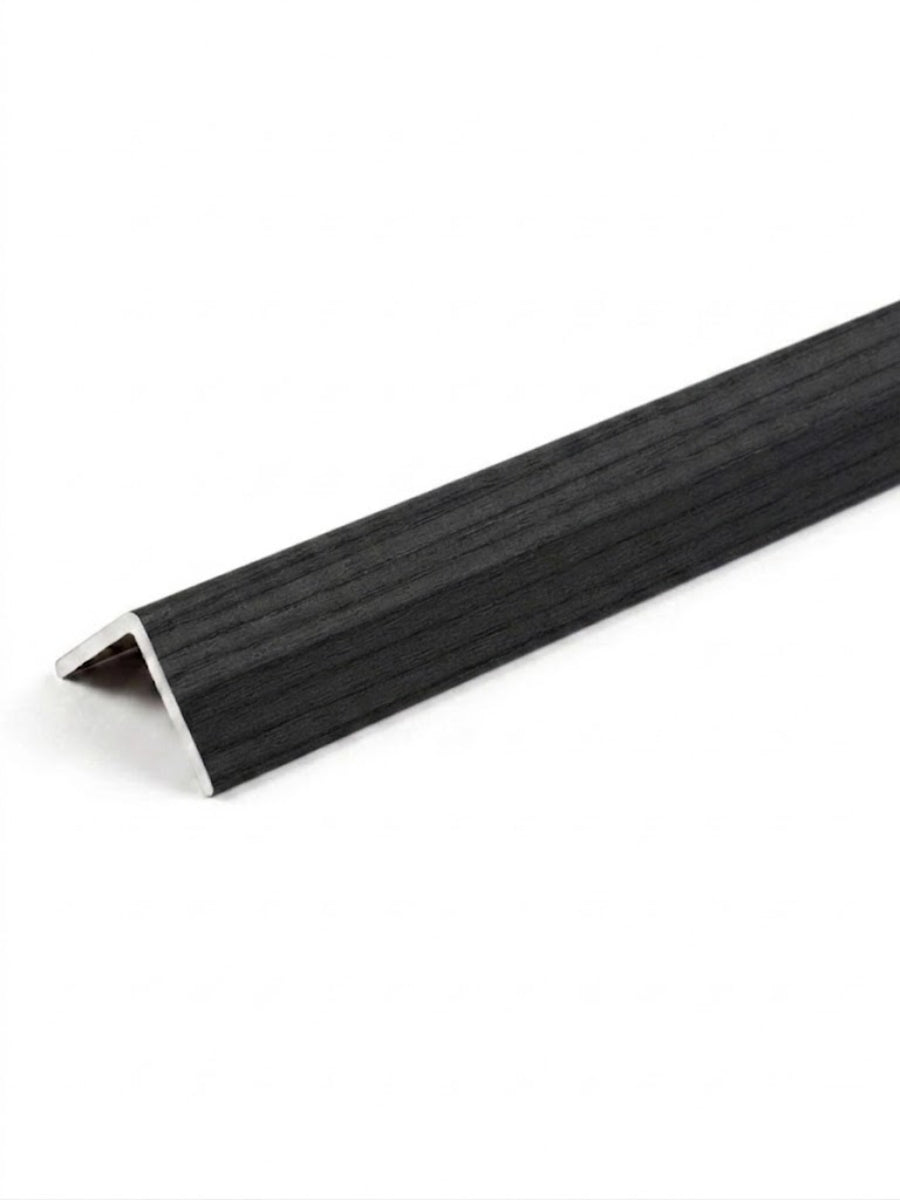 L-shaped wall panel trim in black with subtle horizontal grain