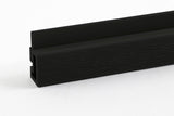 Black composite exterior cladding trim profile shown from the end on a white background