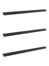 Set of three black top lattice privacy composite fence replacement boards with subtle wood-grain texture