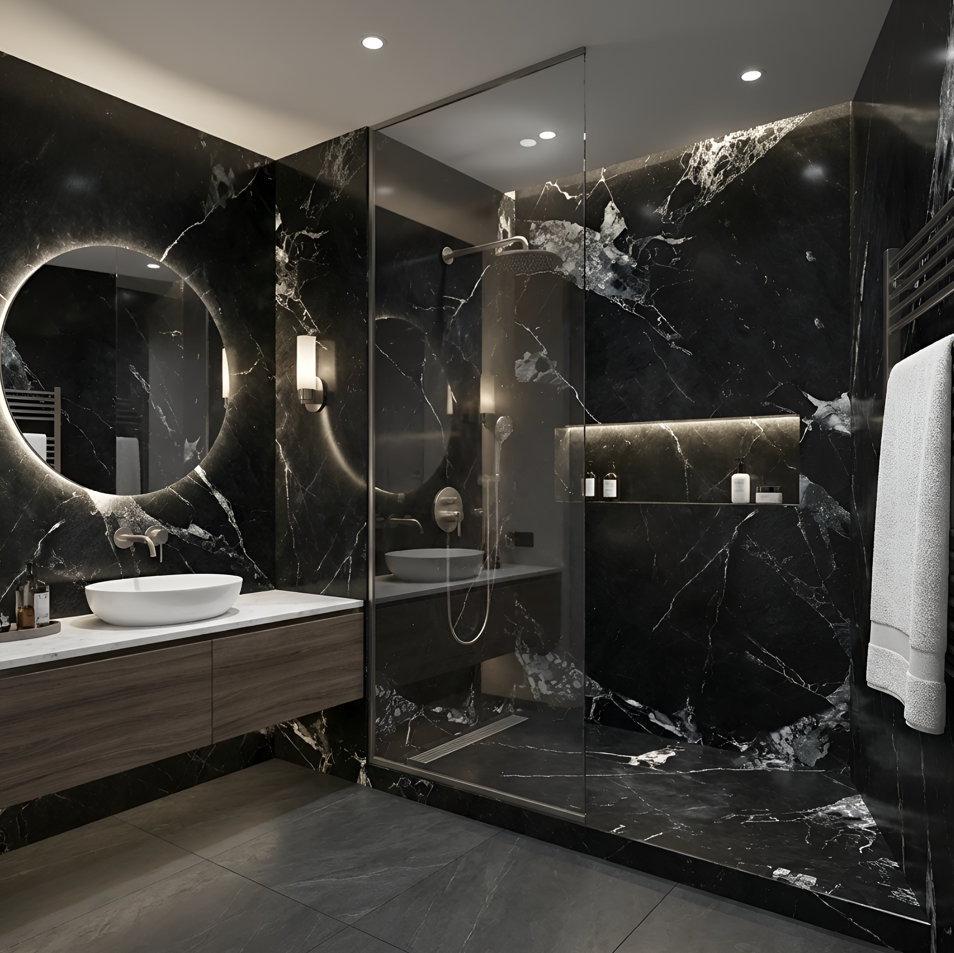 Black and White Marble UV Protected PVC Wall Panel for showers