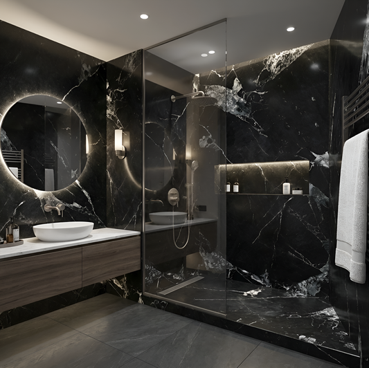 Black and White Marble UV Protected PVC Wall Panel for showers