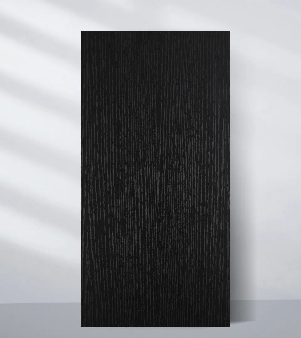 Blackwood veneer commercial wall panel with a dark vertical wood-grain finish, shown upright