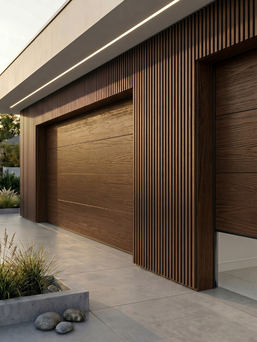 Brown WPC cladding panels for outdoor wall decoration