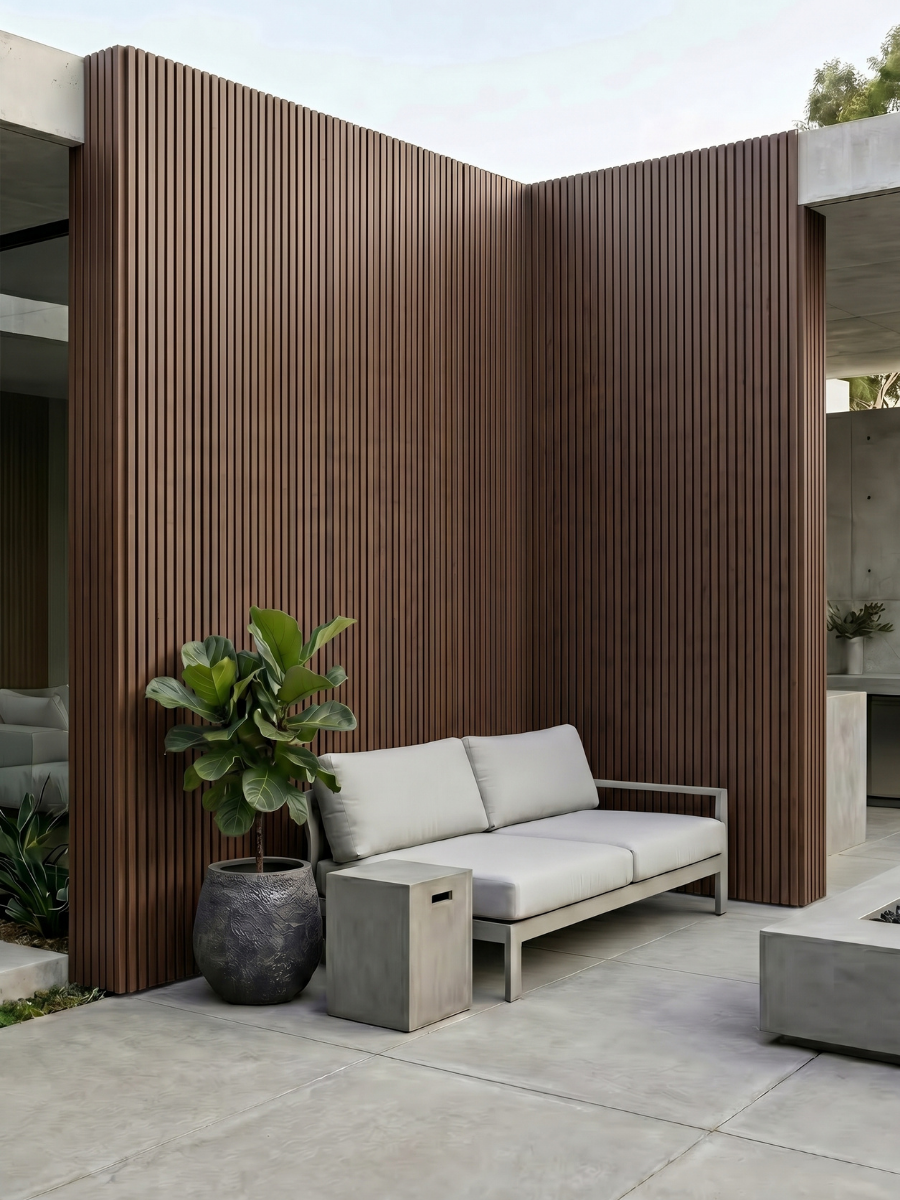 Premium brown composite cladding panels for modern architecture