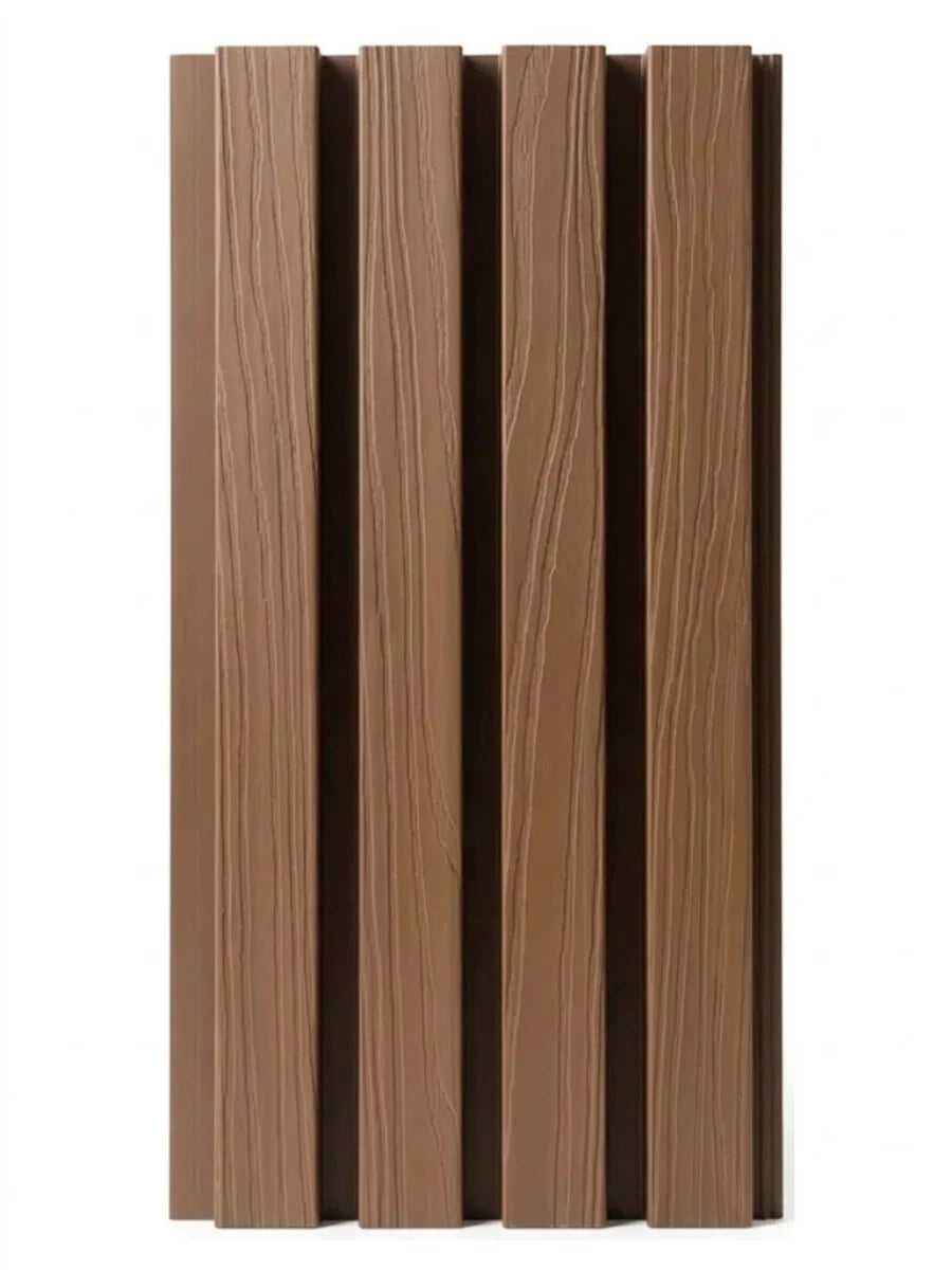 Medium brown Composite Cladding 8×8 Sample with raised wood-grain vertical slats