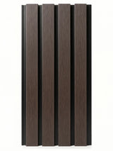 Dark brown Composite Cladding 8×8 Sample with wood-grain slats and black grooves