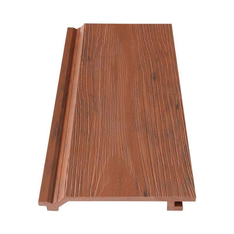 Medium-dark brown composite cladding panel with wood grain texture