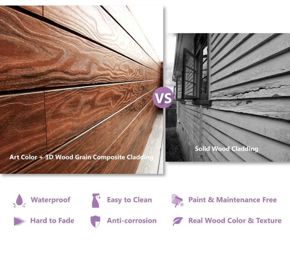 Light brown 3D wood grain composite cladding