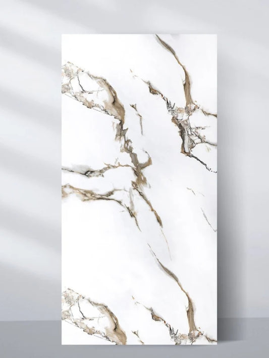 Calacatta Oro Gold Marble UV Protected PVC Wall Panel - 4x8 ft, Fireproof & Waterproof (32 sq. ft)