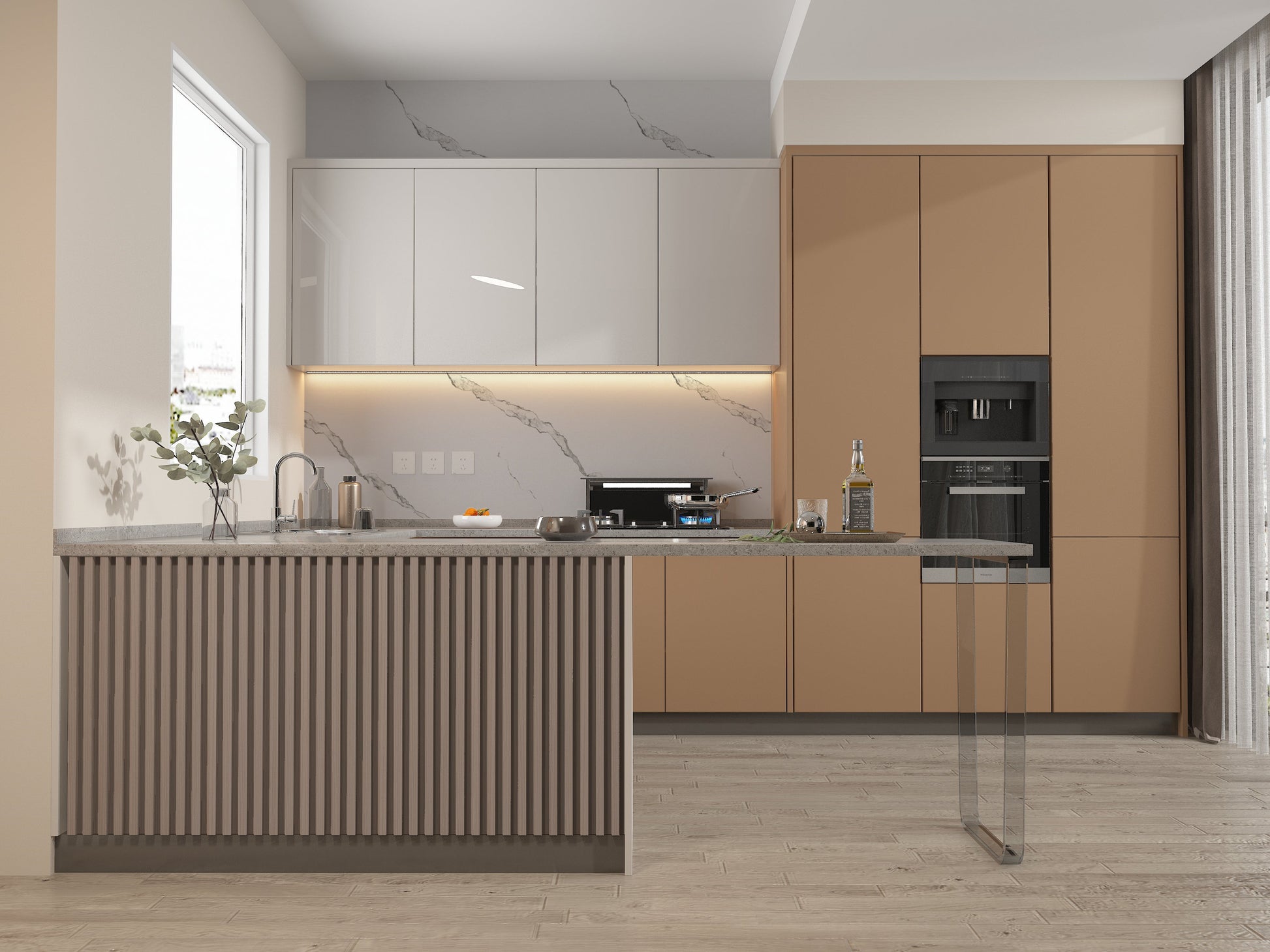 Calacatta Manhattan PVC Marble Sheets Wall Panel-Kitchen