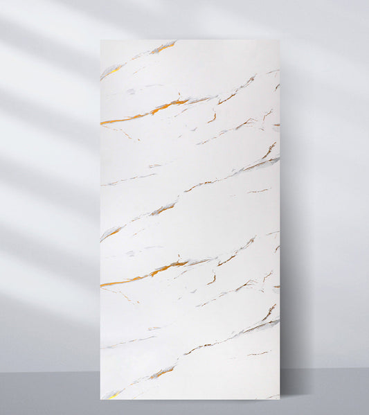 Caramel Vein PVC Marble Sheets UV Protected 
