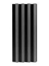 Carborn Gray WPC fluted 3D wall panel with raised gray slats and black recessed channels