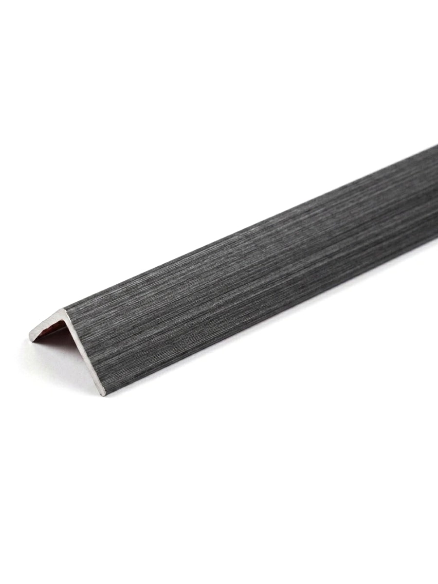 Carborn Gray textured corner trim for WPC fluted 3D wall panels