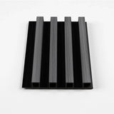 Carbon gray WPC fluted wall panel sample with gray ribs and black recessed grooves