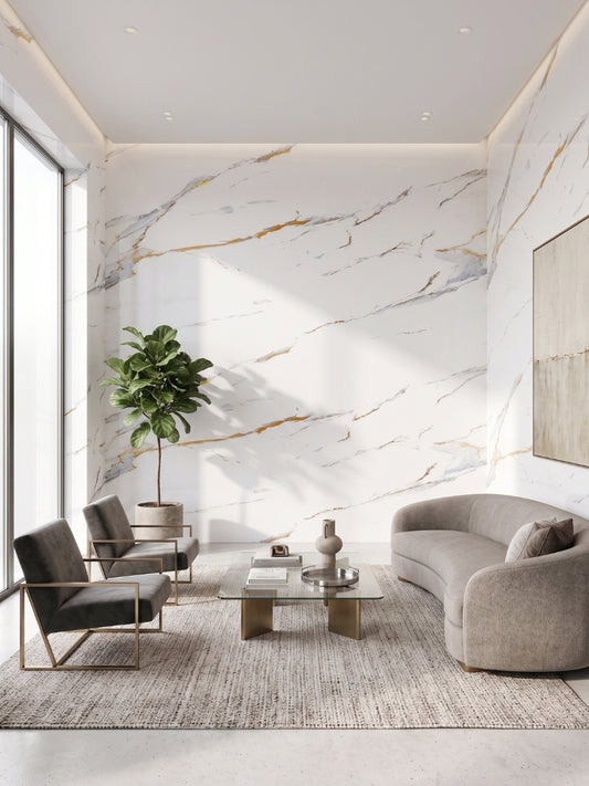 Caramel Vein PVC Marble Sheets UV Protected | Waterproof | 4x8 ft (32 sq. ft)