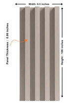 Nordic Birch WPC fluted wall panel dimensions: 6.5 inches wide, 106 inches high and 0.86 inch thick