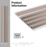 Cedar Oak WPC fluted 3D wall panel dimensions with profile, corner trim, and installation clips