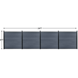 Four light gray composite fence sections with black posts, measuring 24 feet wide by 6 feet high