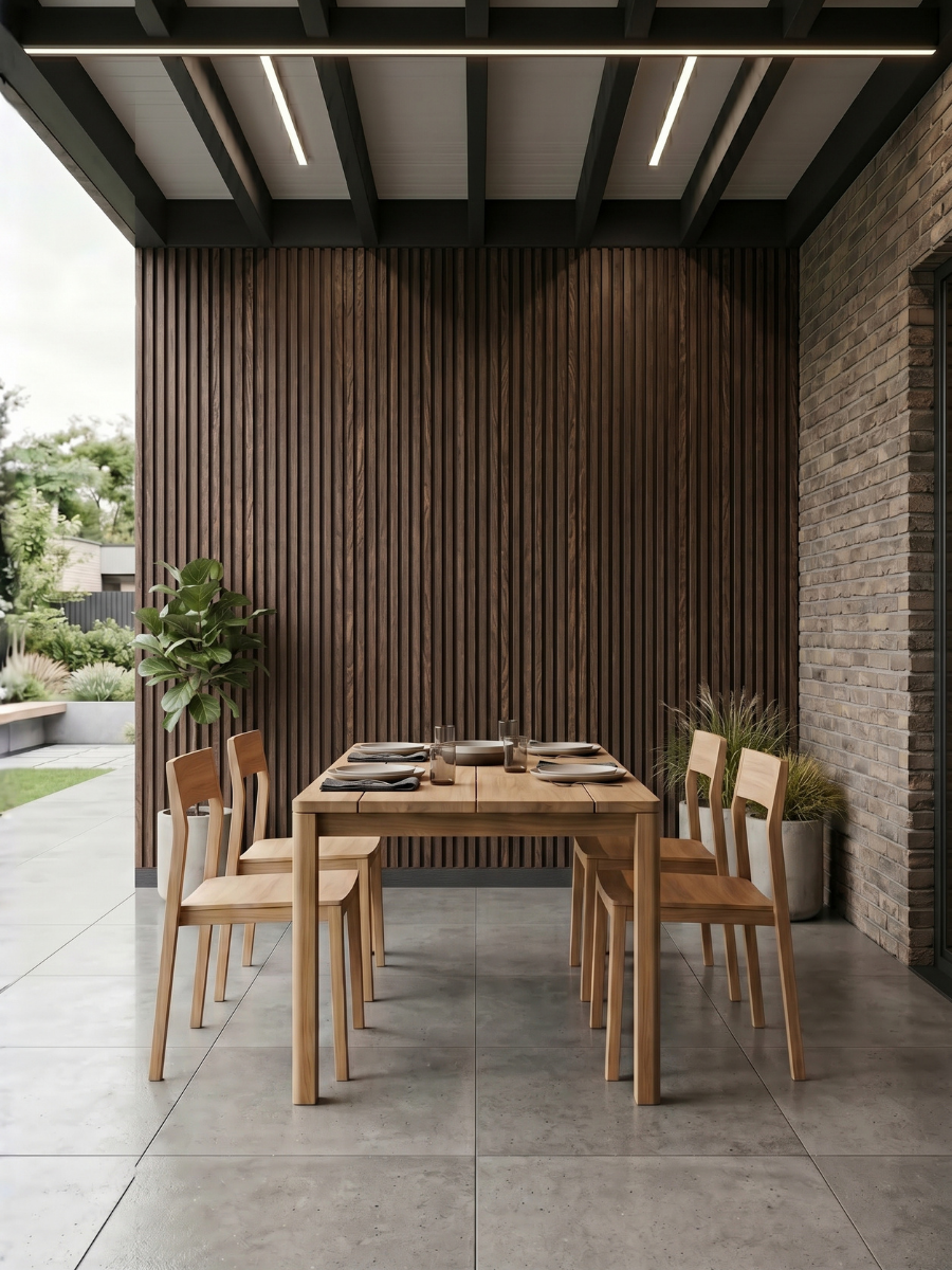 Contemporary dark brown composite facade panels for residential buildings