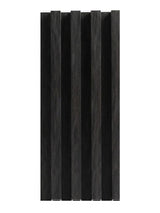 Single Dark Smoky Oak WPC wall panel with vertical fluted 3D profile and wood-grain finish