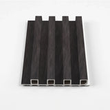 Dark Smoky Oak WPC slat fluted wall panel sample with deep vertical grooves