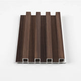 Dark Walnut Oak WPC fluted wall panel sample with rich brown wood grain