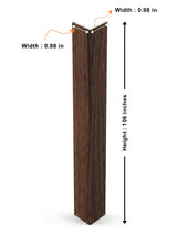 Dark walnut oak corner trim measuring 106 inches high with two 0.98-inch sides