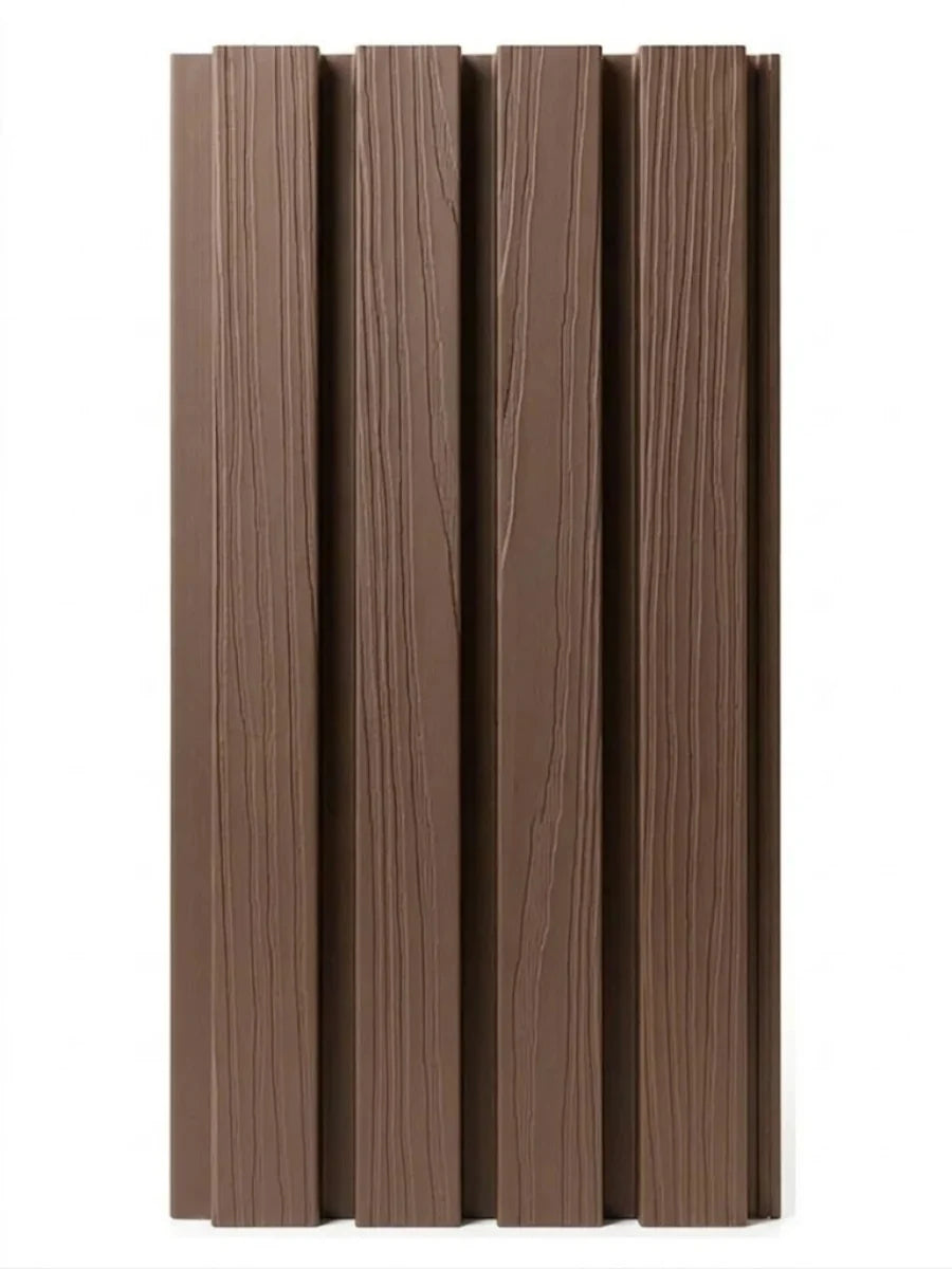 Deep brown Composite Cladding 8×8 Sample with vertical slats and subtle wood grain