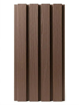 Deep brown Composite Cladding 8×8 Sample with vertical slats and subtle wood grain