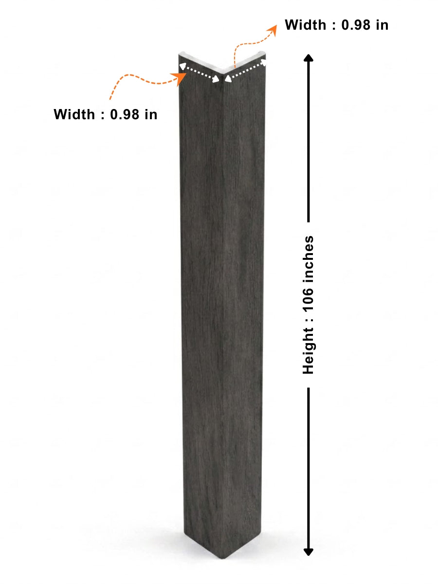 Dark Smoky Oak corner trim measuring 106 inches high with two 0.98-inch sides