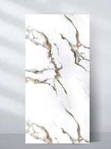 Ethereal Blush Marble 4x8 ft PVC wall panel with a white surface and flowing taupe, brown, and gray veining