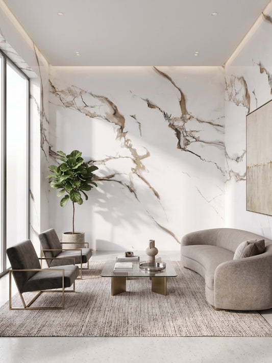 Ethereal Blush Marble UV Protected PVC Wall Panel - 4x8 ft, Fireproof & Waterproof (32 sq. ft)