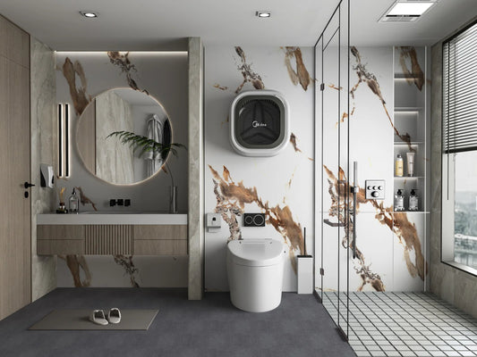 Ethereal Blush Marble UV Protected PVC Wall Panel - Bathroom